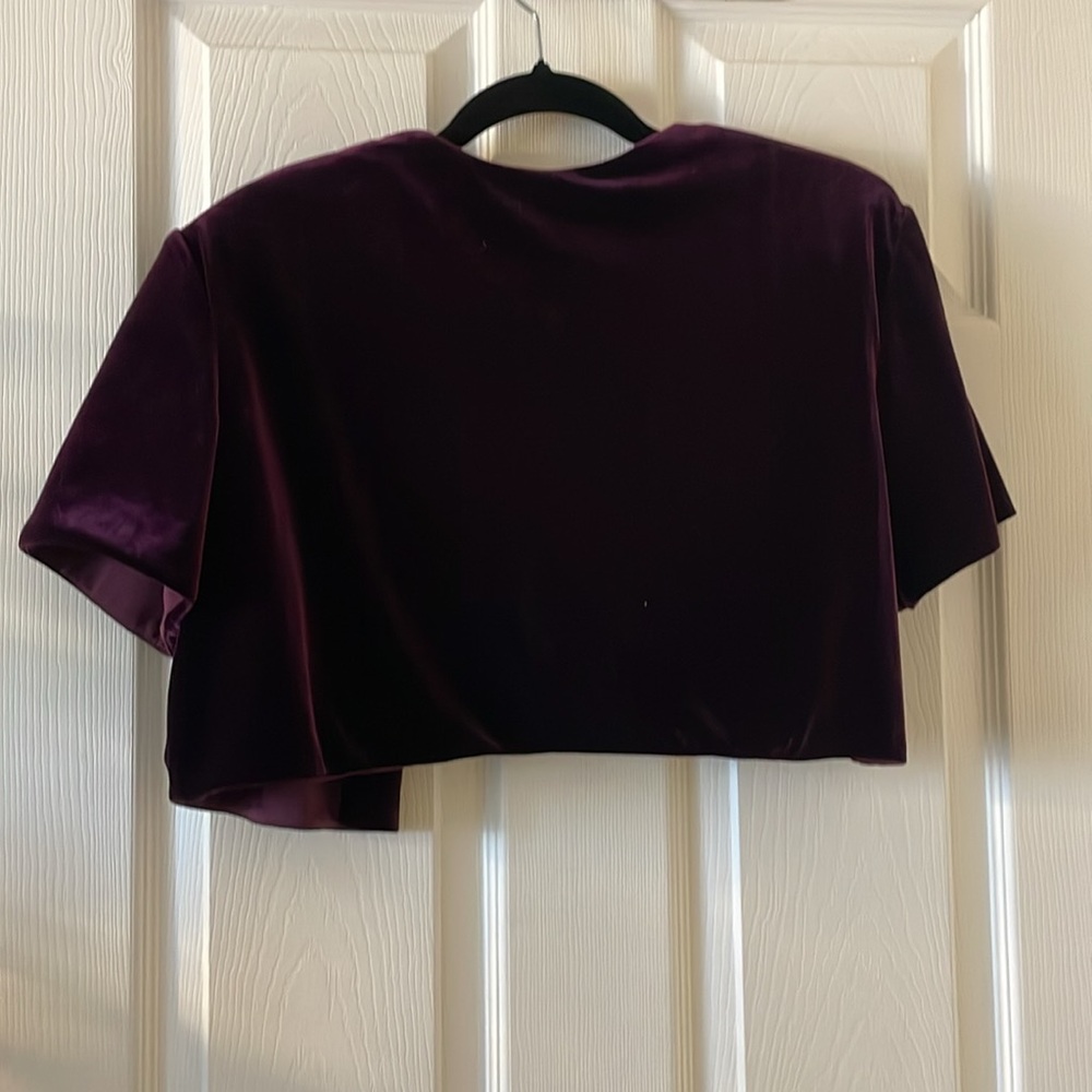 Vintage plum aubergine purple velvet beaded bolero shrug cropped cardigan - Picture 5 of 6